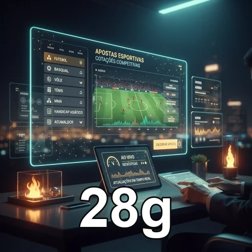 Tela mobile da plataforma 28g com navegação simples